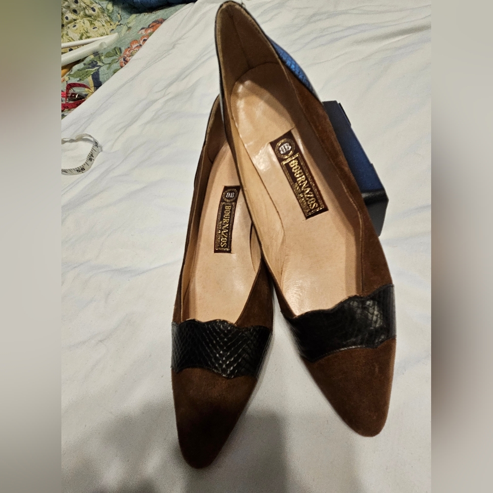 JB Bournazos Euro Made Suede Snakeskin Tie Wrap 2 Inch Heel Dress Shoe Shoes